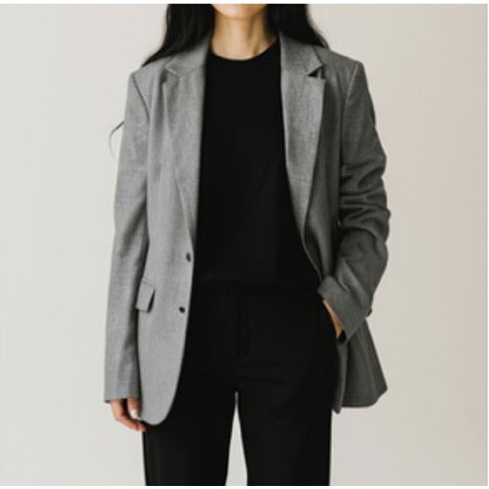 ZARA Gray Tailored Double Button Blazer Women's Small Glen 540